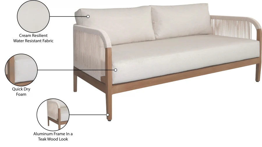 Maui Water Resistant Fabric Upholstered Outdoor Patio Loveseat - Image 17