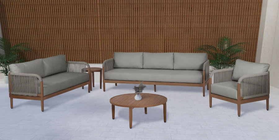 Maui Water Resistant Fabric Upholstered Outdoor Patio Loveseat - Image 7