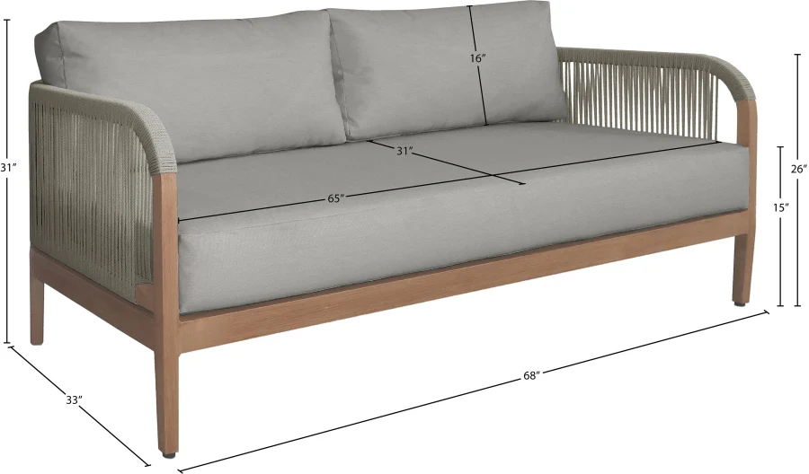 Maui Water Resistant Fabric Upholstered Outdoor Patio Loveseat - Image 8
