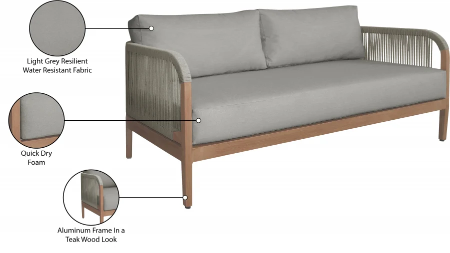 Maui Water Resistant Fabric Upholstered Outdoor Patio Loveseat - Image 9