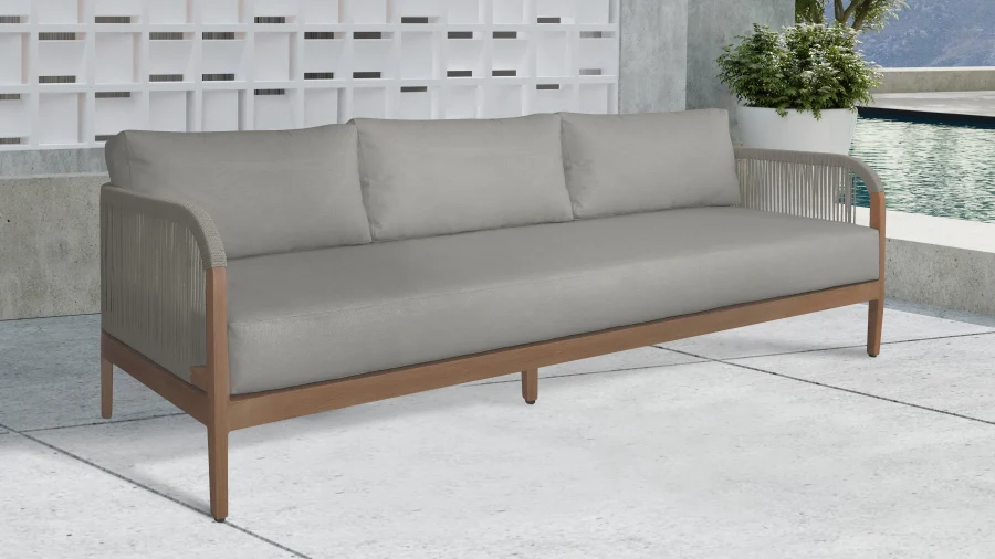 Maui Water Resistant Fabric Upholstered Outdoor Patio Sofa - Image 2