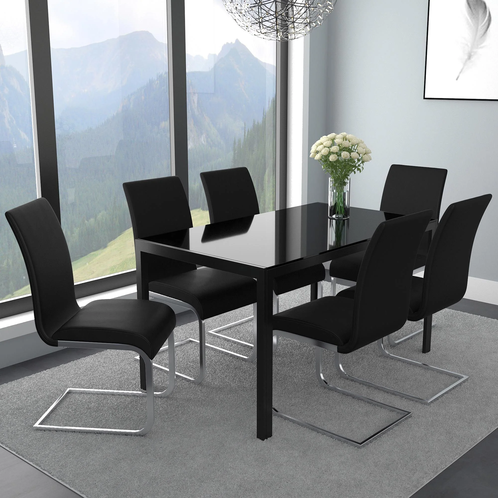 Maxim Dining Chair, set of 2, in Black and Chrome - Image 2