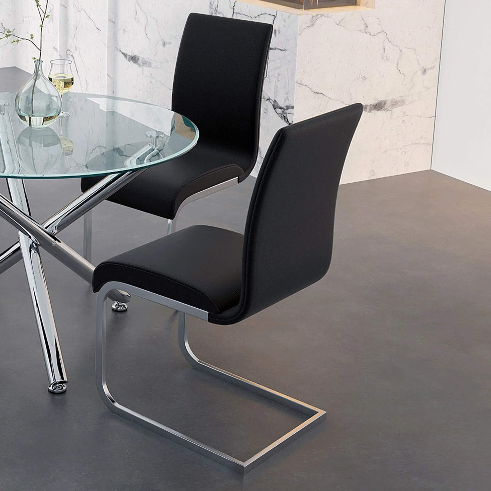 Maxim Dining Chair, set of 2, in Black and Chrome - Image 3