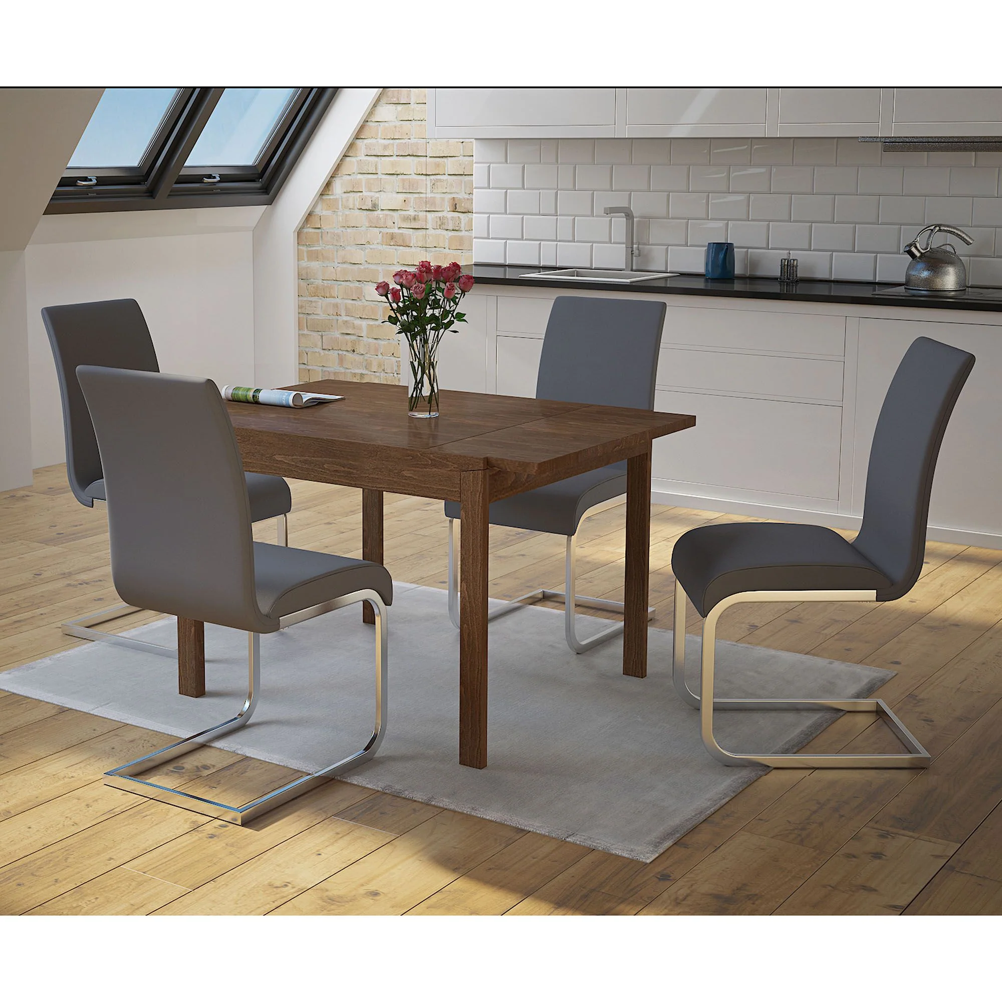 Maxim Dining Chair, set of 2, in Grey and Chrome - Image 3