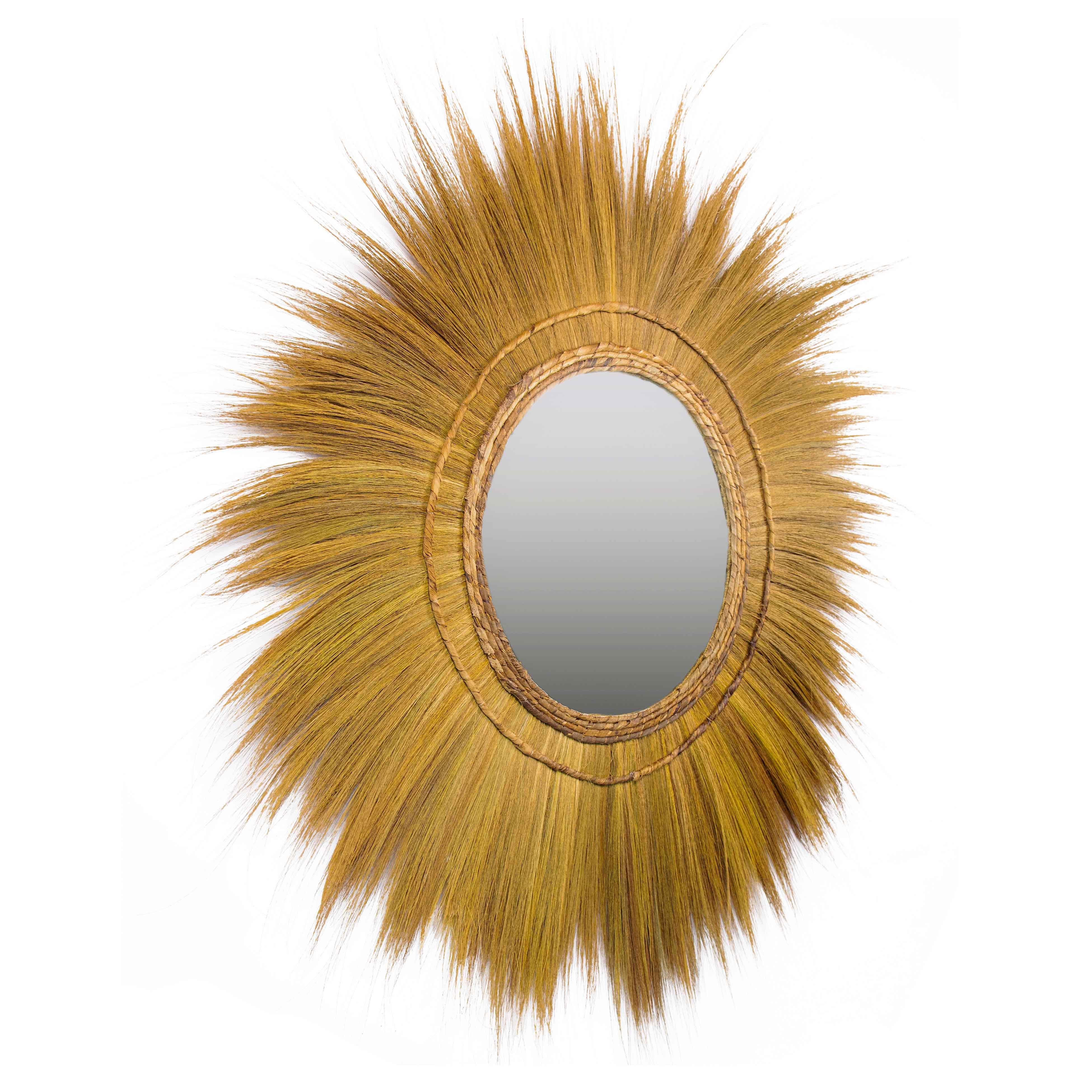 Mettu 51" Natural Grass Round Wall Mirror - Image 4