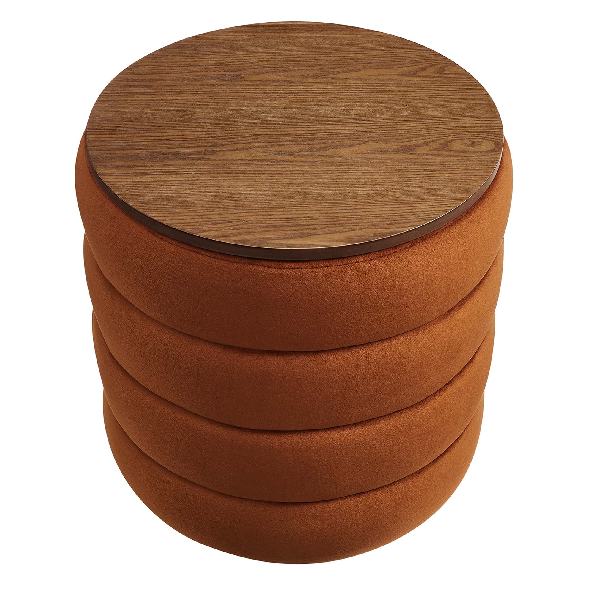 Mezzo Round Performance Velvet Storage Ottoman - Image 16