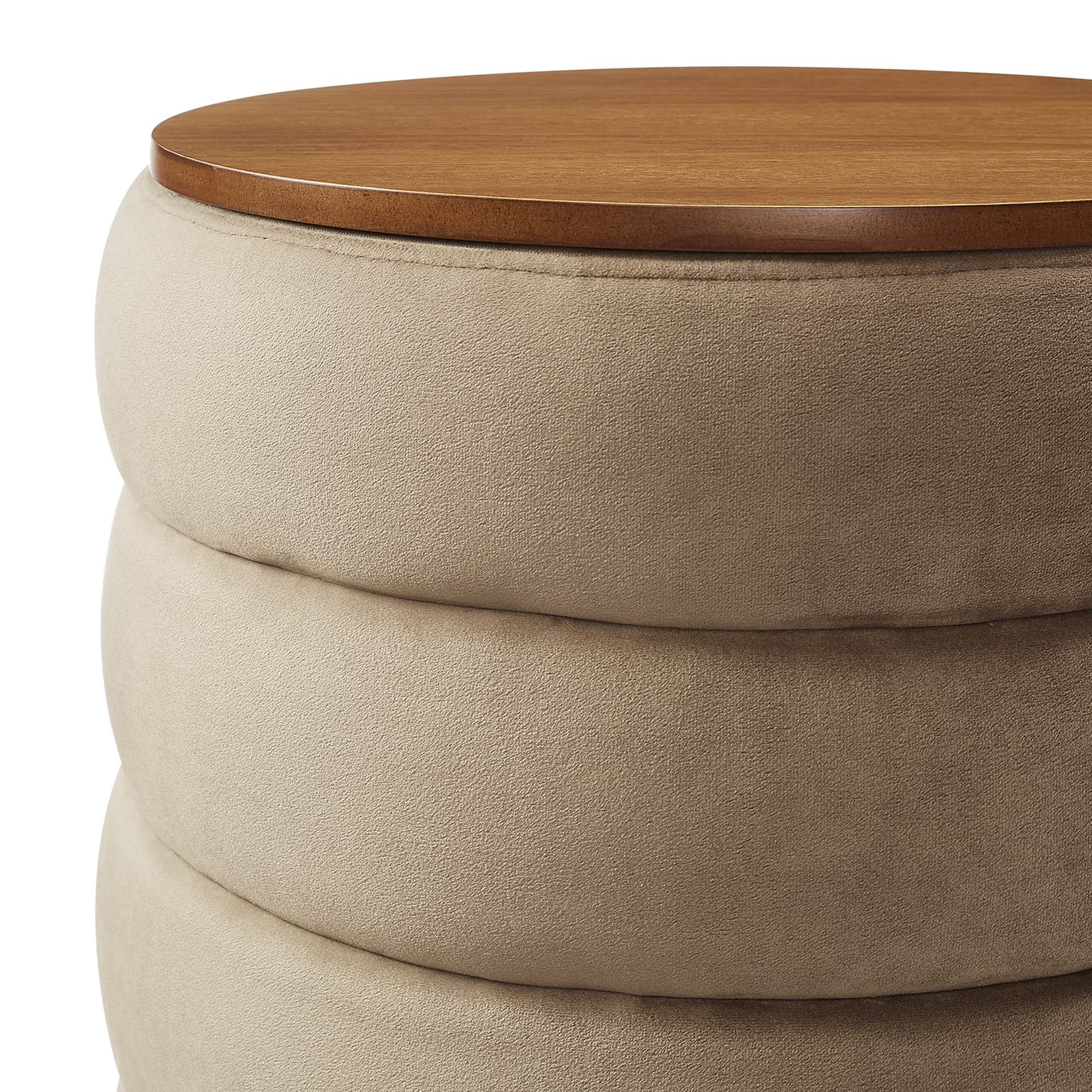 Mezzo Round Performance Velvet Storage Ottoman - Image 25
