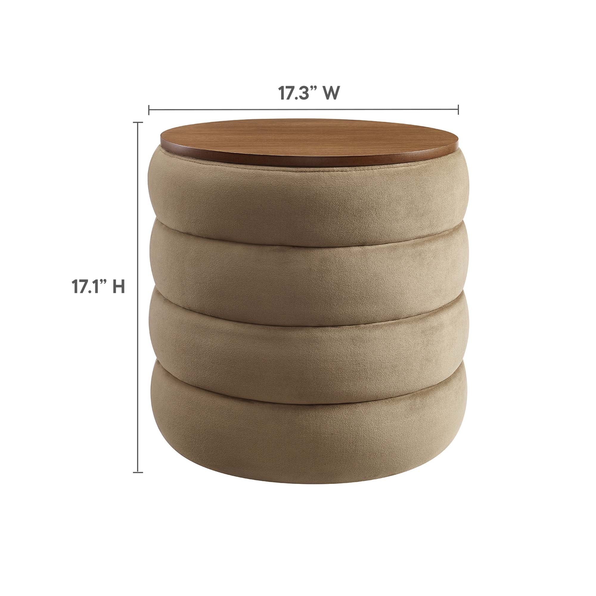 Mezzo Round Performance Velvet Storage Ottoman - Image 27