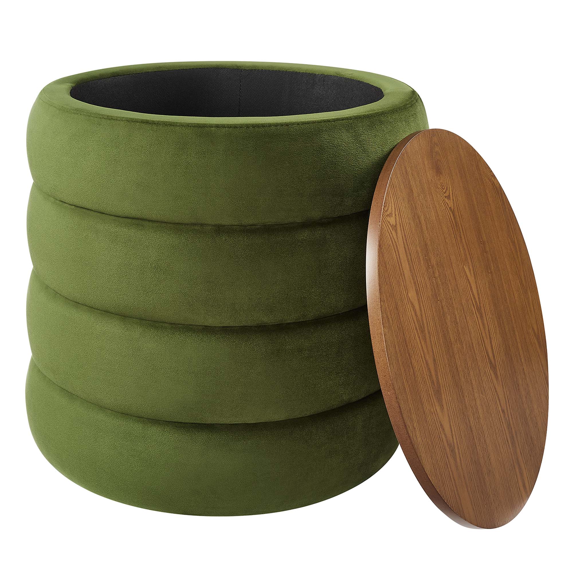 Mezzo Round Performance Velvet Storage Ottoman - Image 8