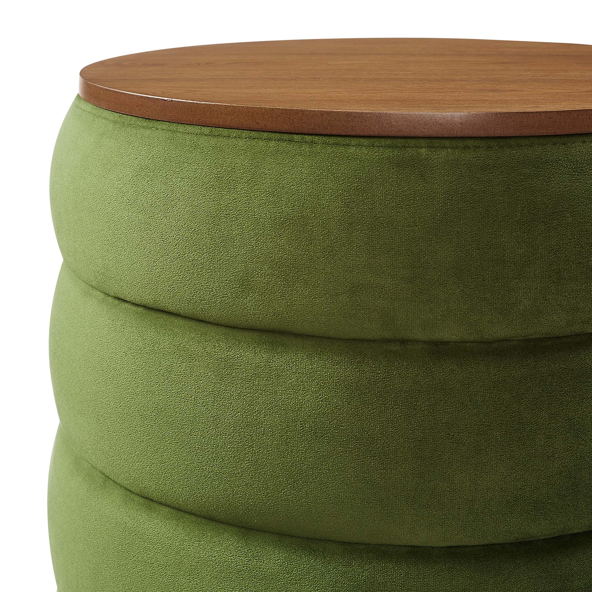 Mezzo Round Performance Velvet Storage Ottoman - Image 9