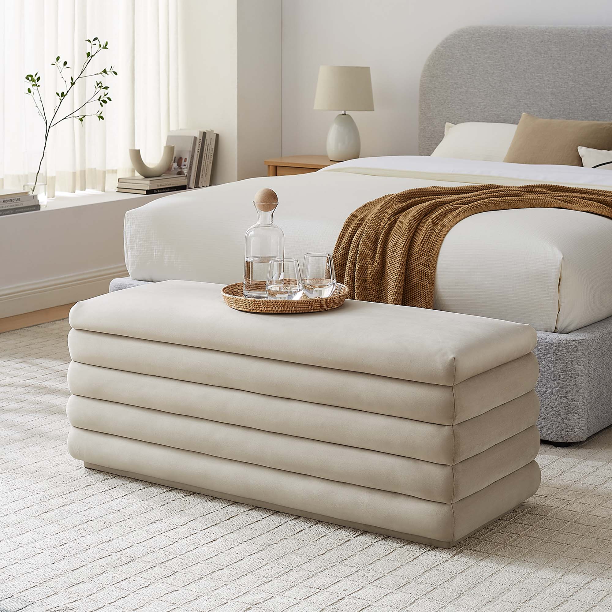 Mezzo Upholstered Performance Velvet Storage Bench - Image 13