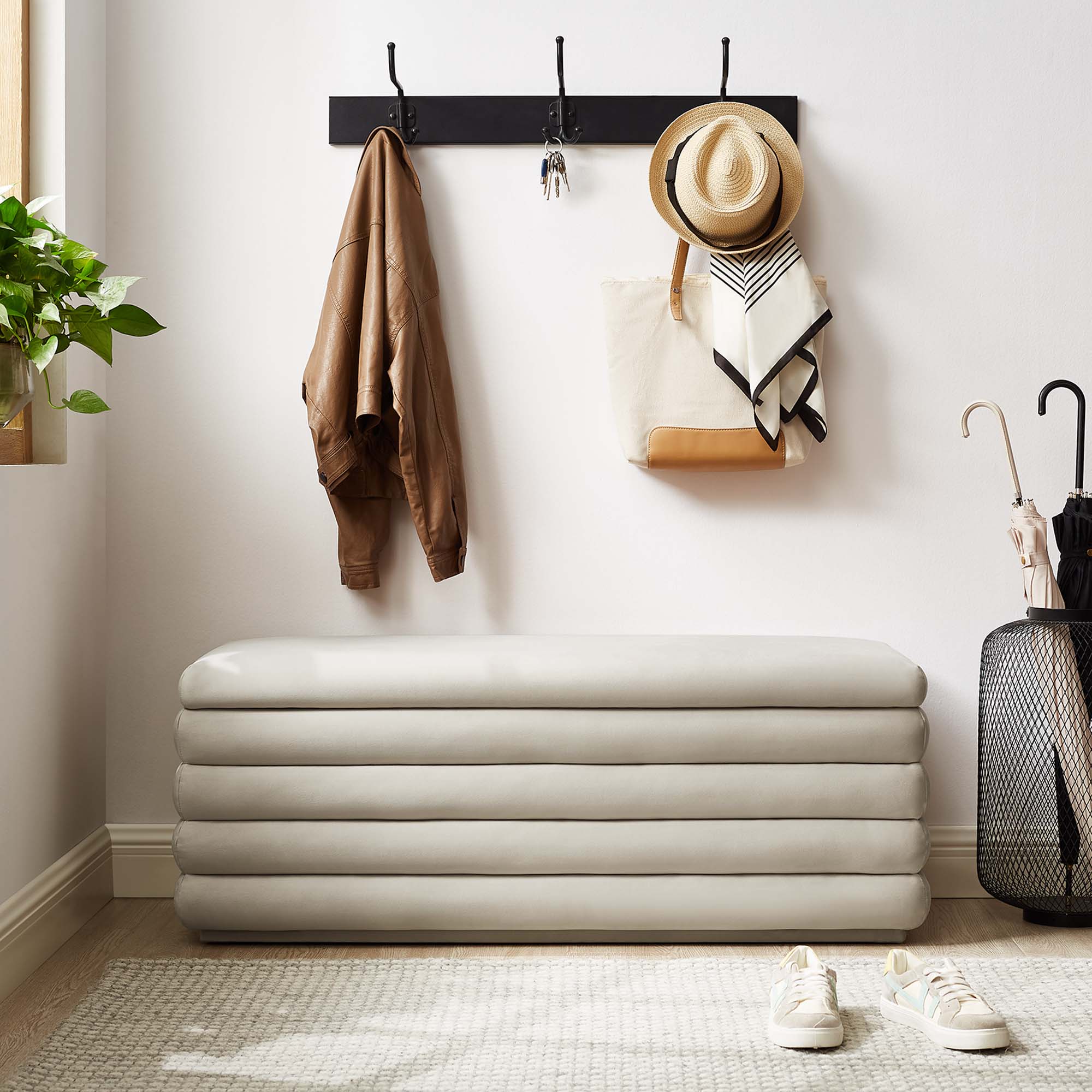 Mezzo Upholstered Performance Velvet Storage Bench - Image 14
