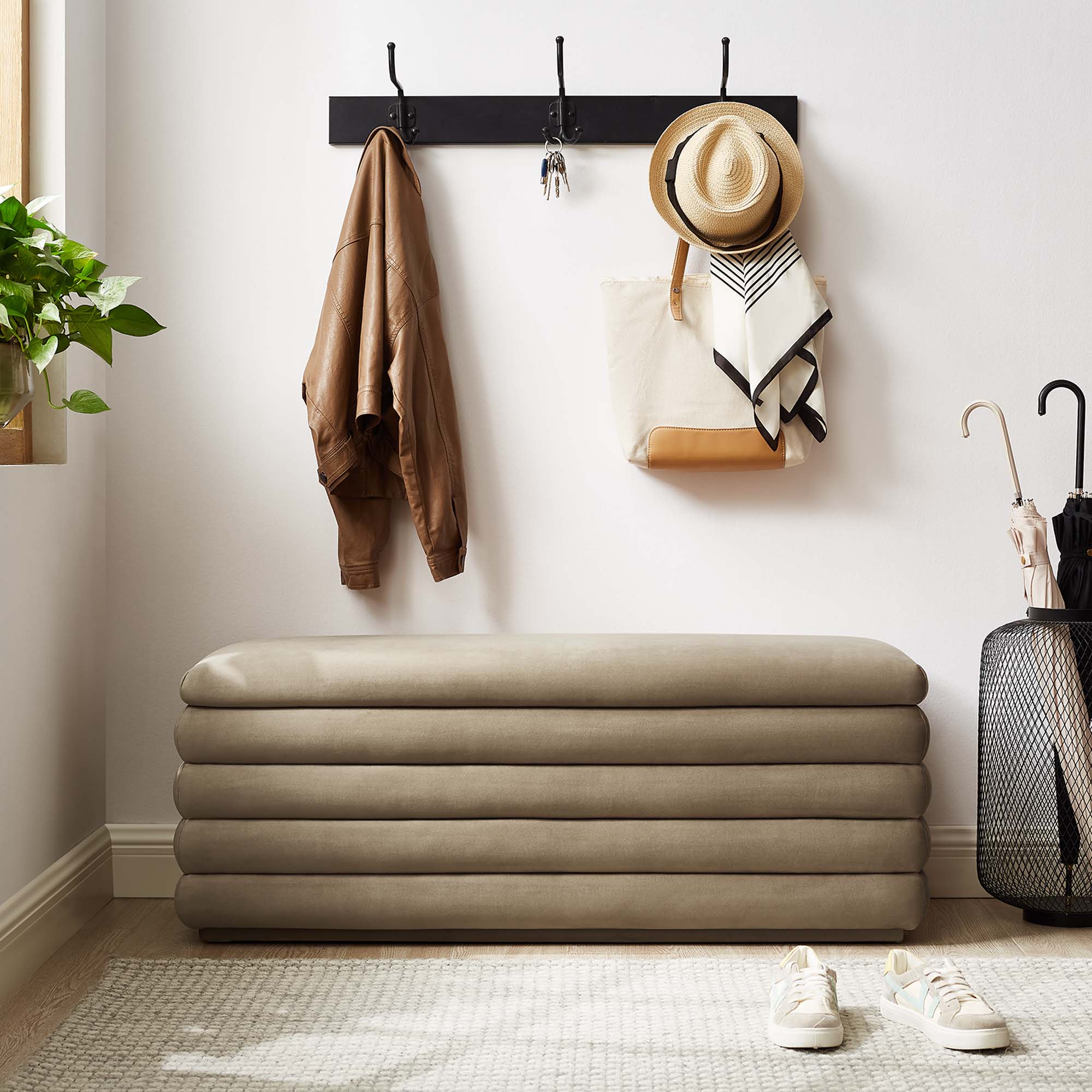 Mezzo Upholstered Performance Velvet Storage Bench - Image 2