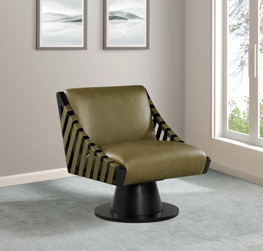 Millwin Vegan Leather Upholstered Swivel Accent Chair - Image 17