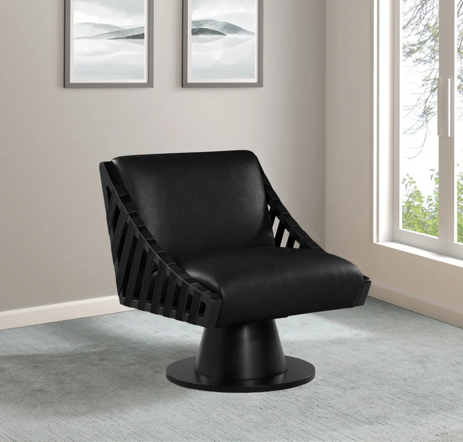 Millwin Vegan Leather Upholstered Swivel Accent Chair - Image 2