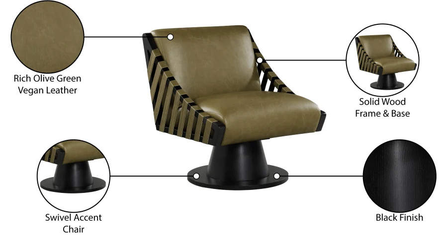 Millwin Vegan Leather Upholstered Swivel Accent Chair - Image 24