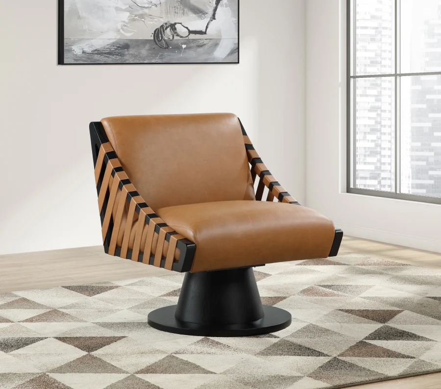 Millwin Vegan Leather Upholstered Swivel Accent Chair - Image 26