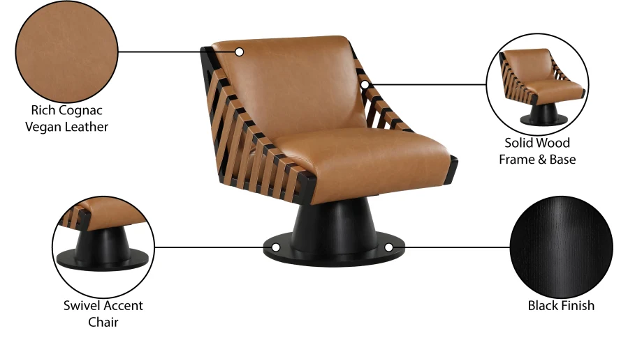 Millwin Vegan Leather Upholstered Swivel Accent Chair - Image 32