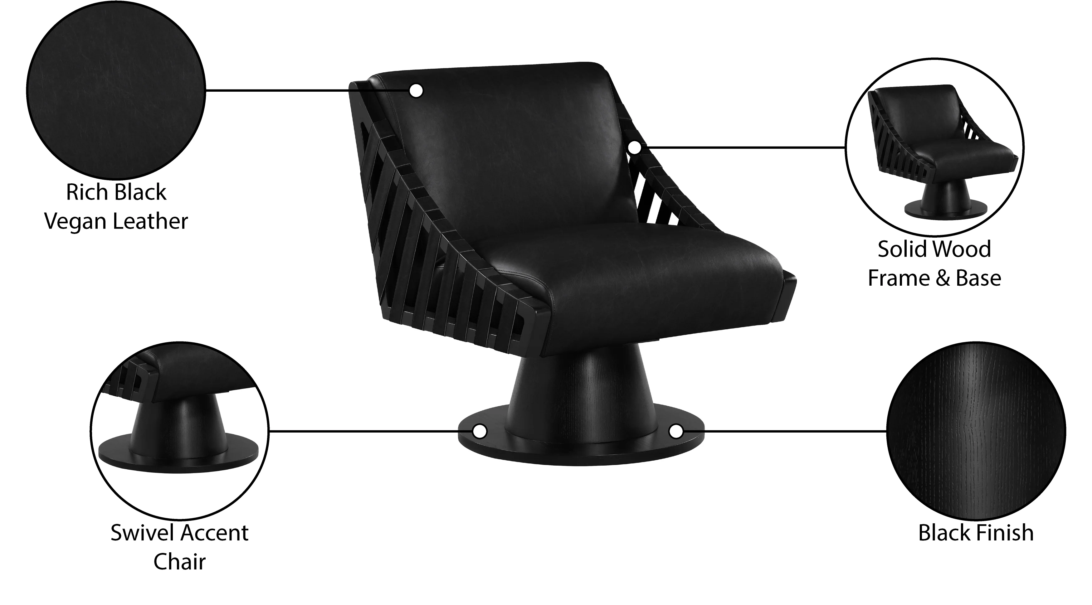 Millwin Vegan Leather Upholstered Swivel Accent Chair - Image 8