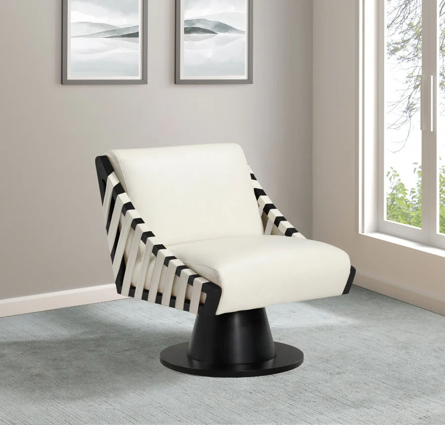 Millwin Vegan Leather Upholstered Swivel Accent Chair - Image 9