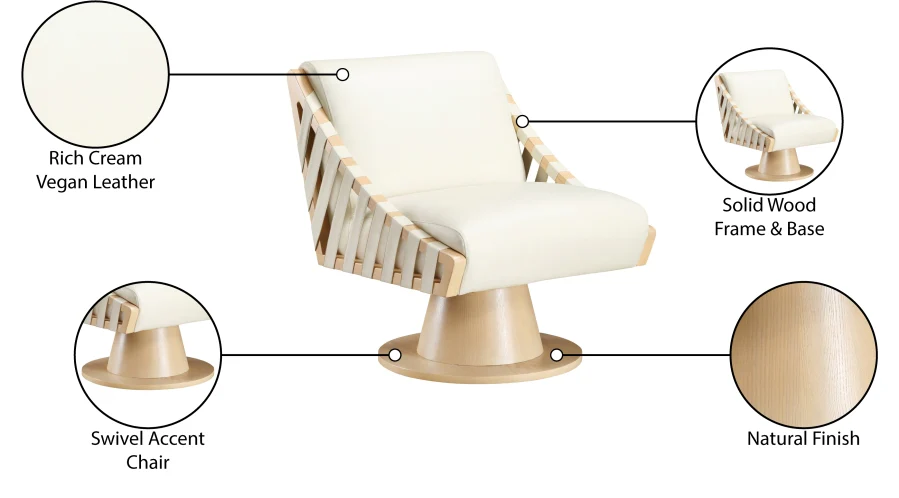 Millwin Vegan Leather Upholstered Swivel Accent Chair - Image 15