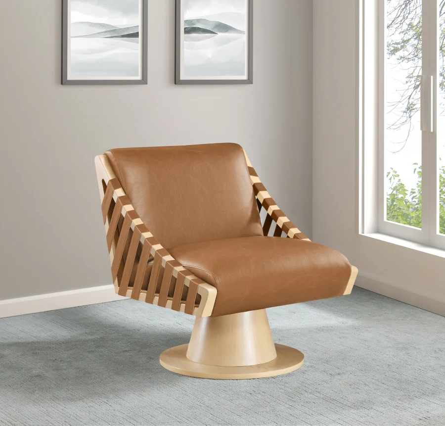 Millwin Vegan Leather Upholstered Swivel Accent Chair - Image 17