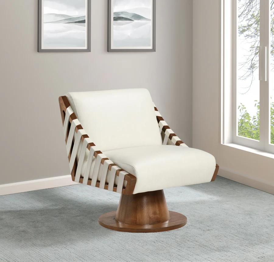 Millwin Vegan Leather Upholstered Swivel Accent Chair - Image 2