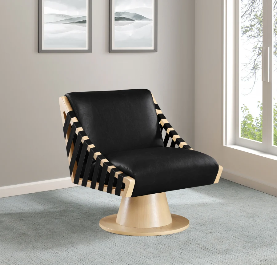Millwin Vegan Leather Upholstered Swivel Accent Chair - Image 2