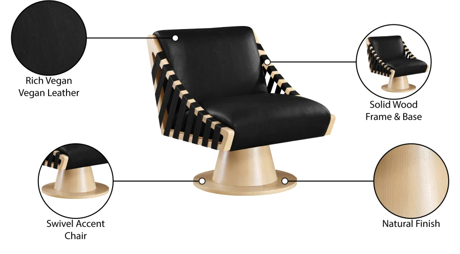 Millwin Vegan Leather Upholstered Swivel Accent Chair - Image 8