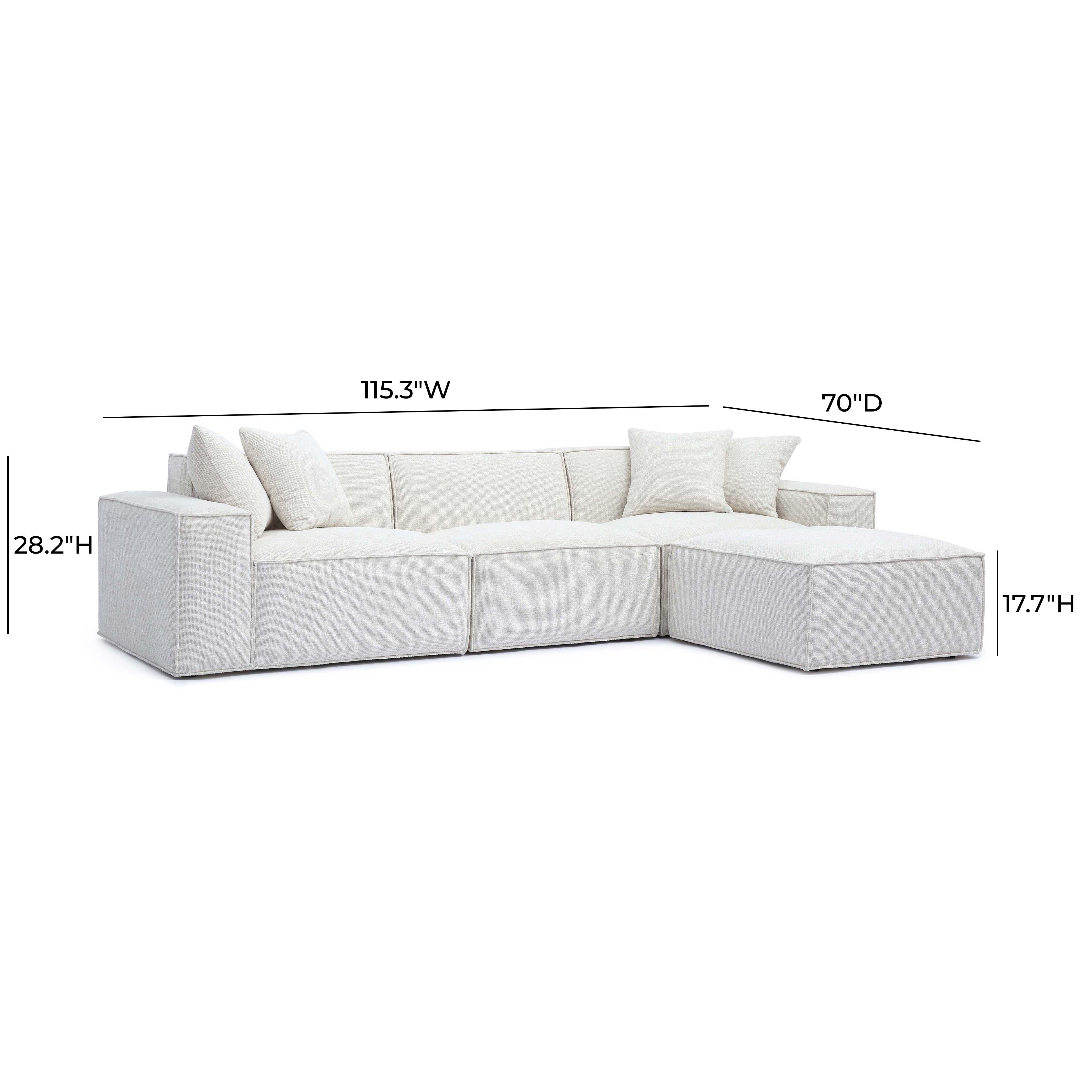 Mindy 4-Piece Performance Chenille Basketweave Modular Sectional - Image 5
