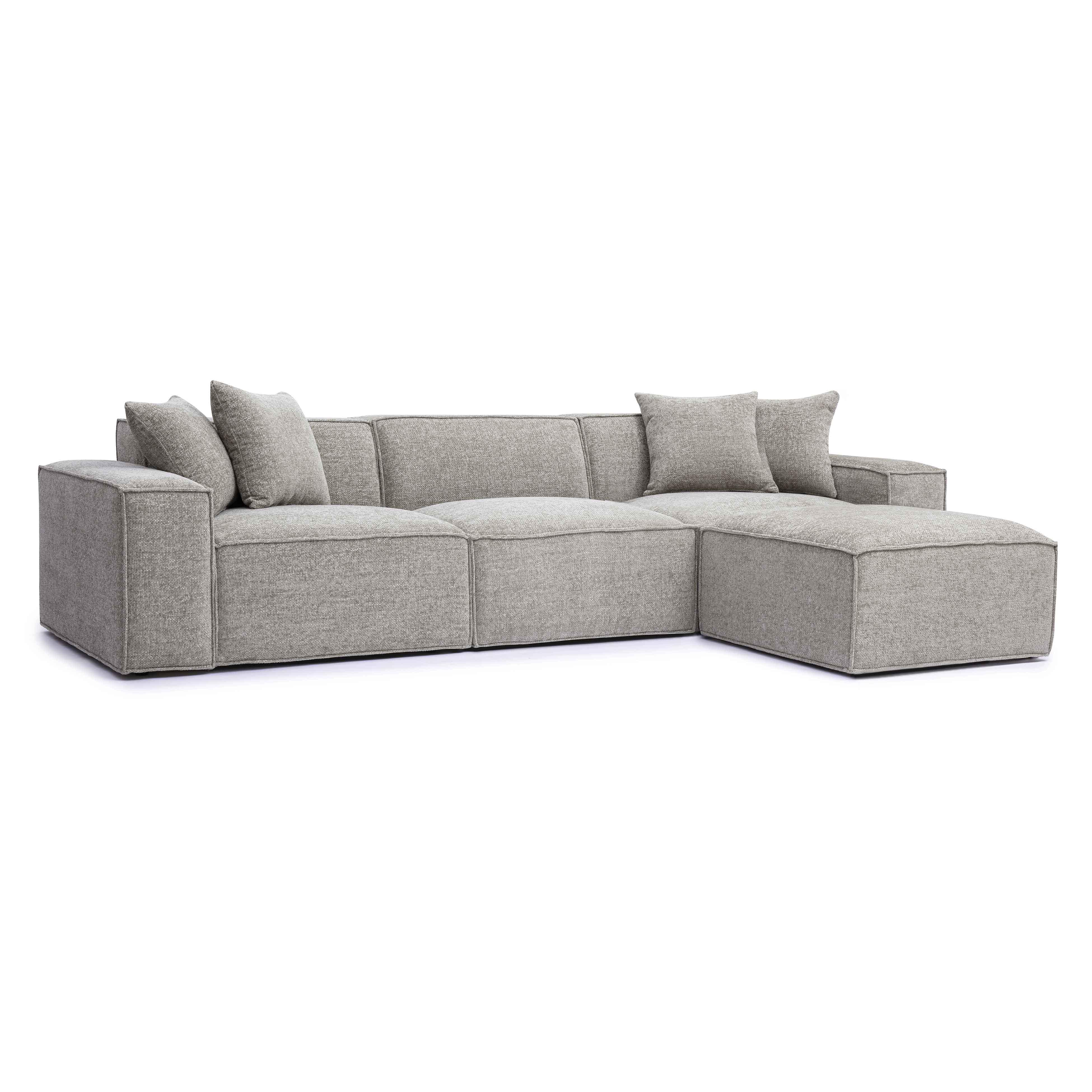 Mindy 4-Piece Performance Chenille Basketweave Modular Sectional - Image 9