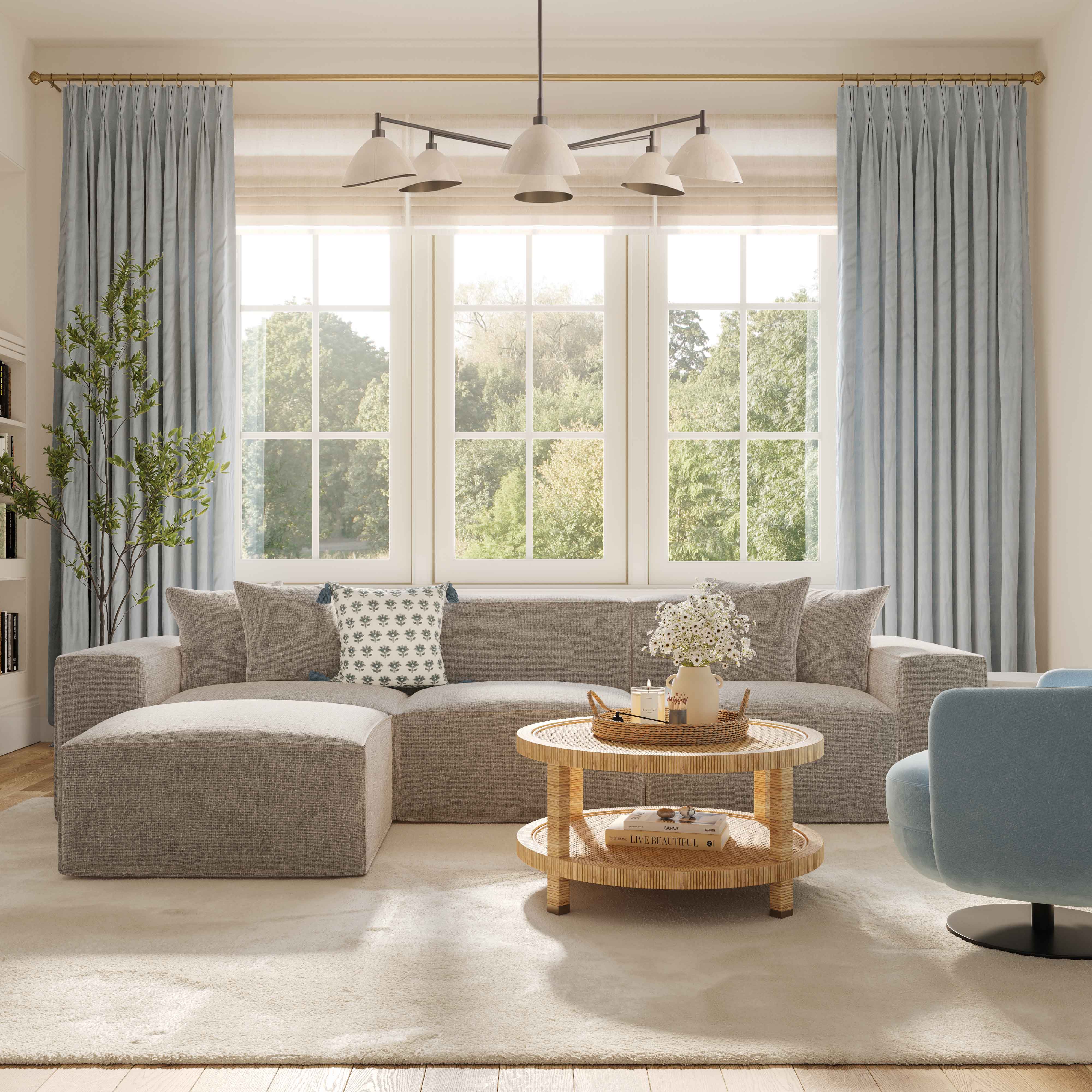 Mindy 115" Performance Chenille Basketweave Modular Sofa - Image 8