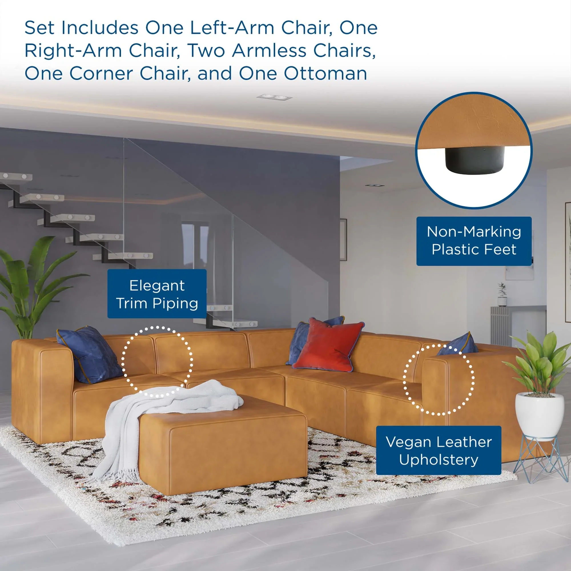 Mingle Vegan Leather 6-Piece Furniture Set - Image 14