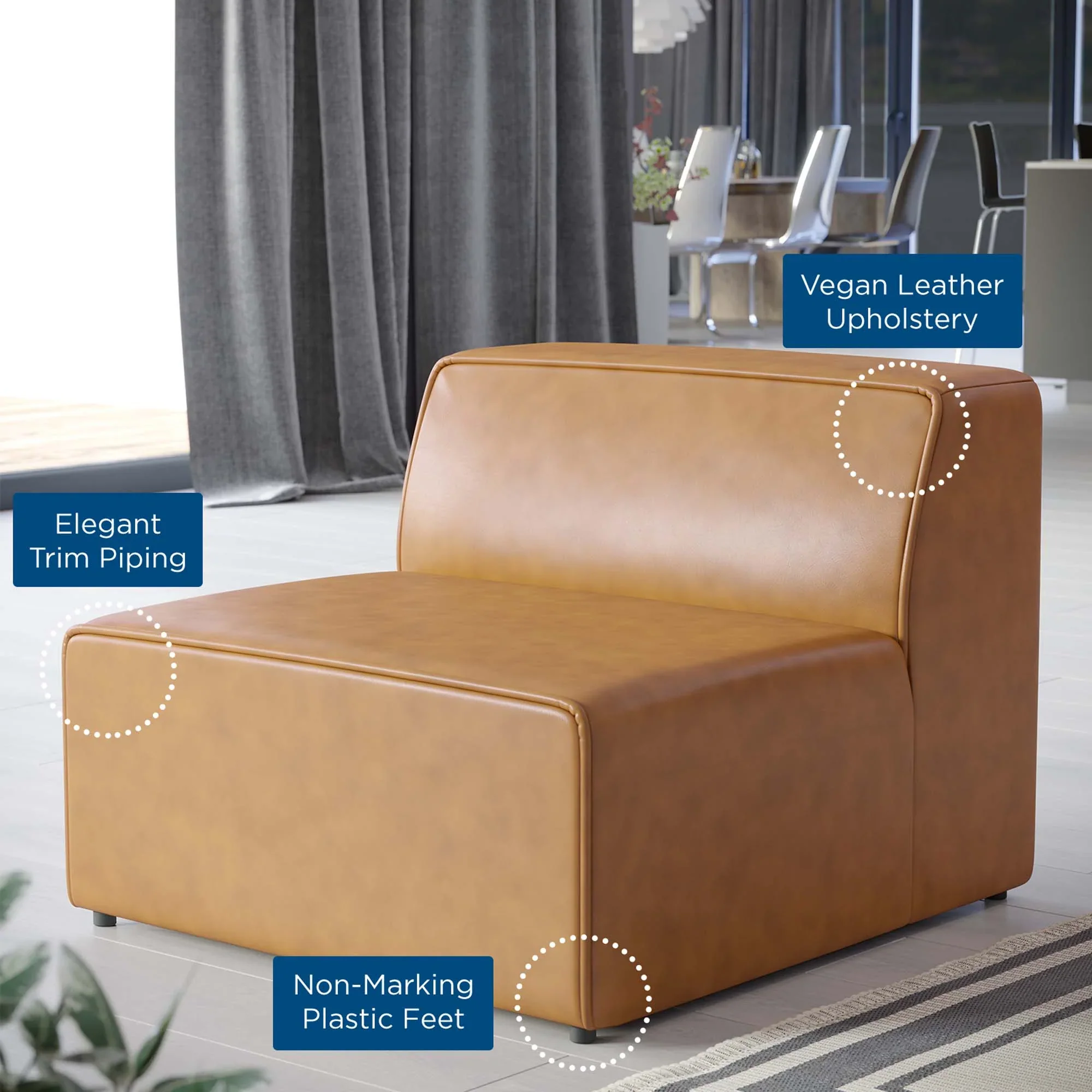 Mingle Vegan Leather Armless Chair - Image 14