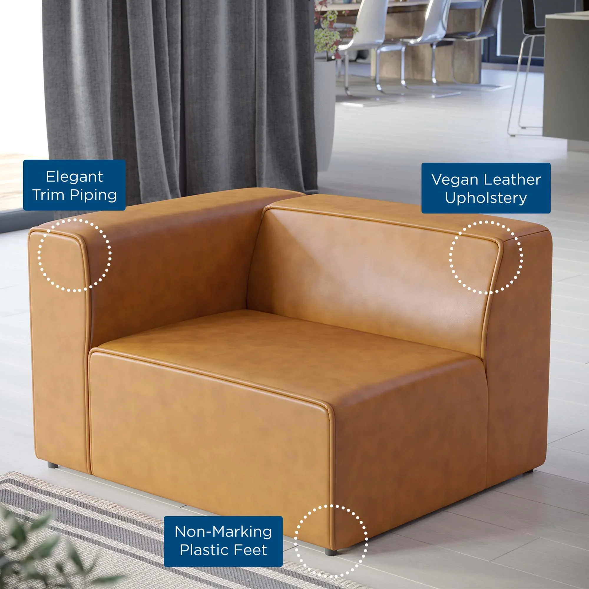 Mingle Vegan Leather Left-Arm Chair - Image 14