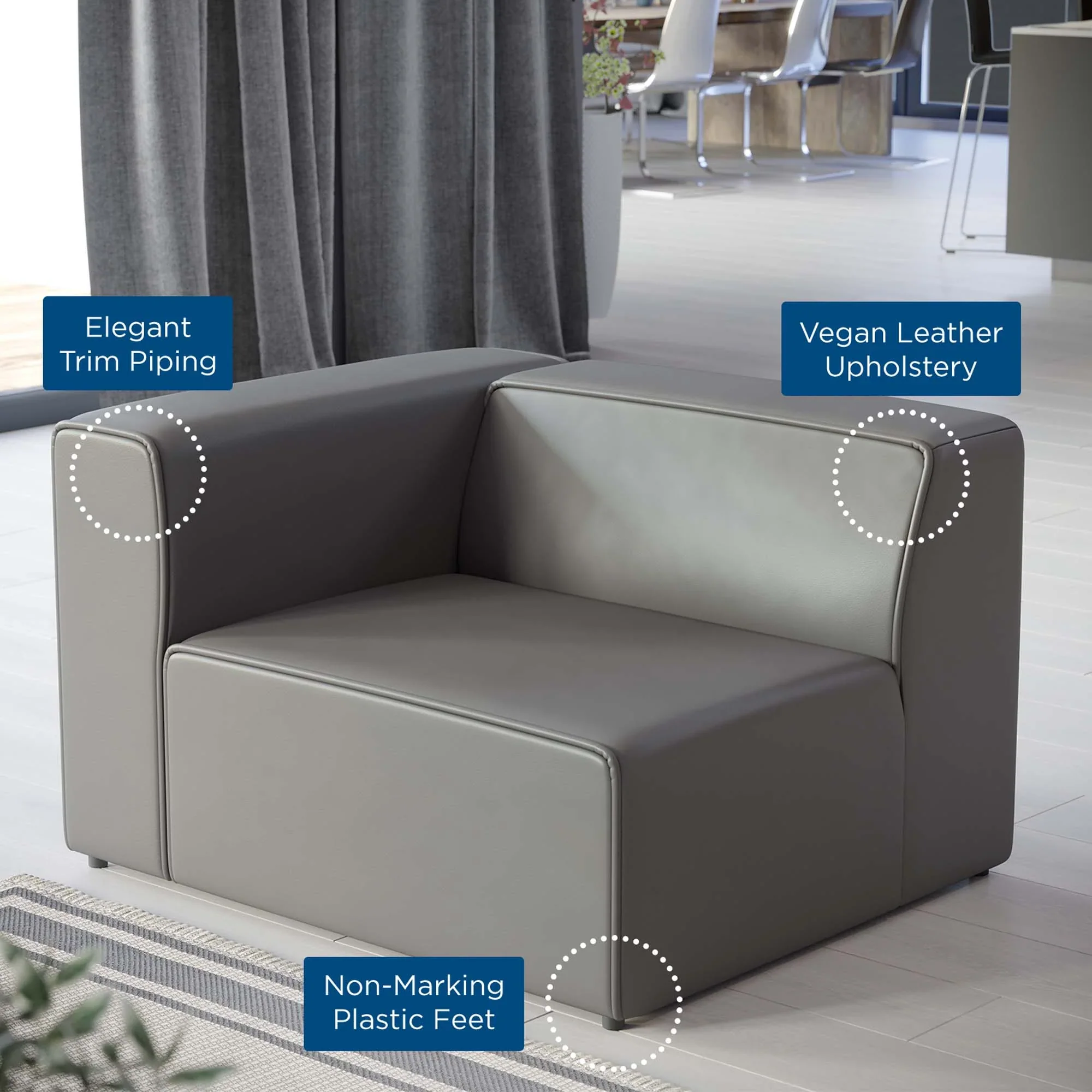 Mingle Vegan Leather Left-Arm Chair - Image 7