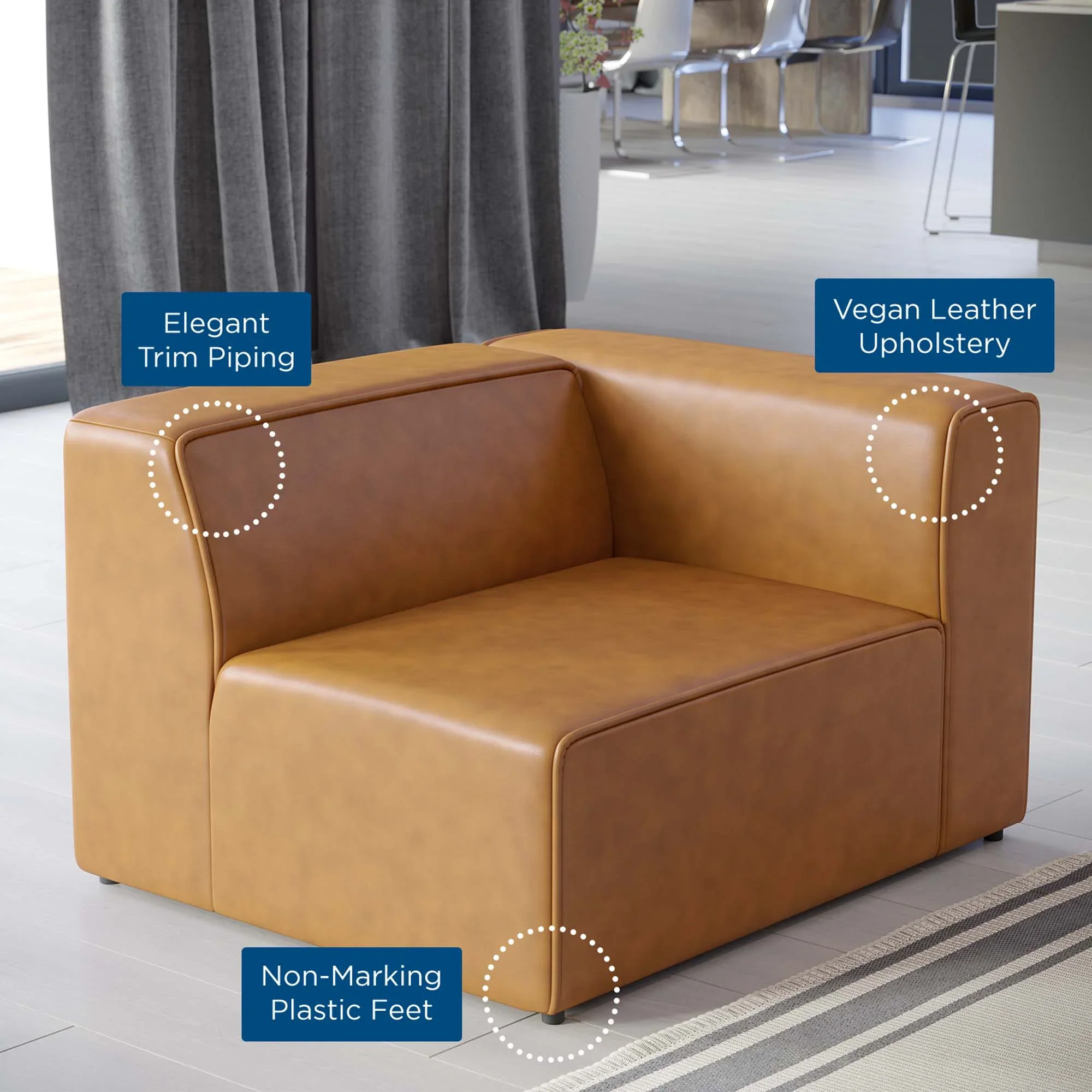 Mingle Vegan Leather Right-Arm Chair - Image 14