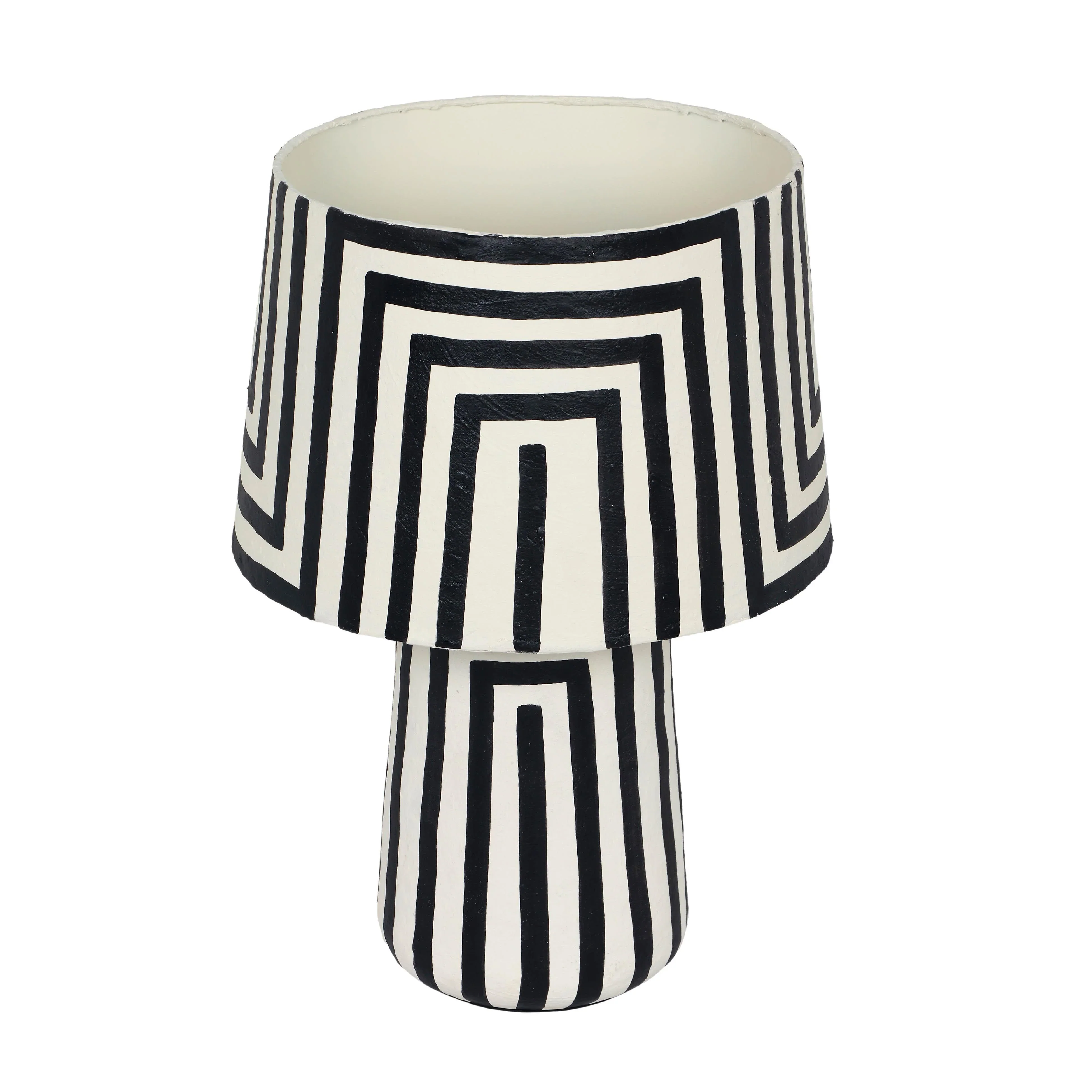 Minori Black Striped Papier Mache Table Lamp - Image 3