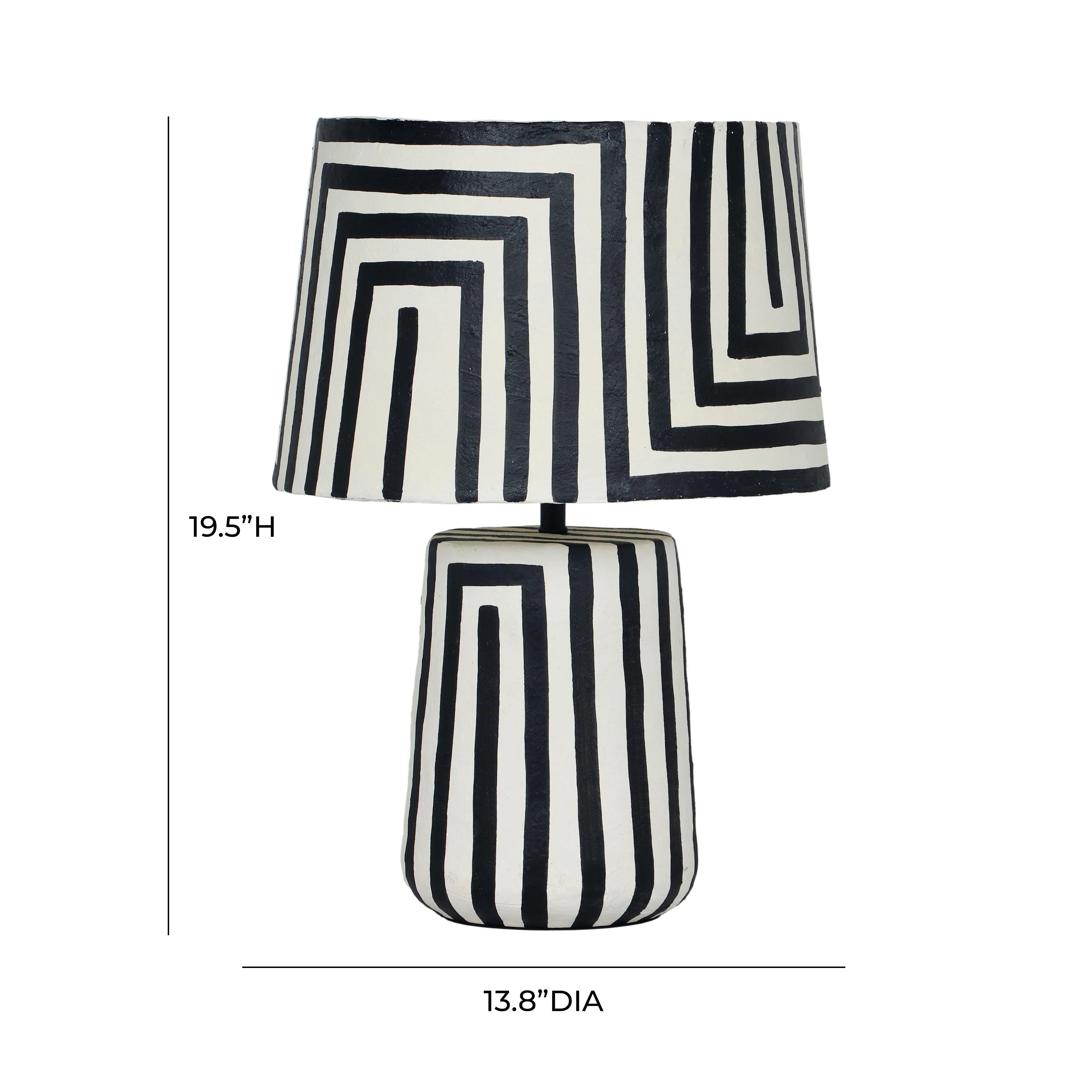 Minori Black Striped Papier Mache Table Lamp - Image 6