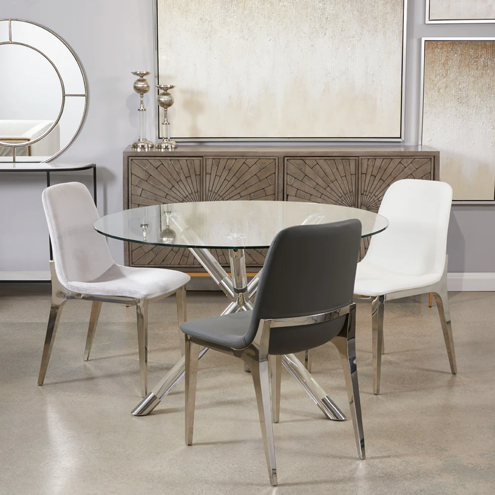 Minos Dining Chair White Leatherette - Image 2