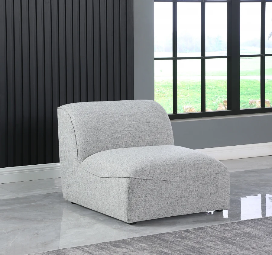Miramar Linen Textured Fabric Upholstered Armless Modular Chair - Image 2