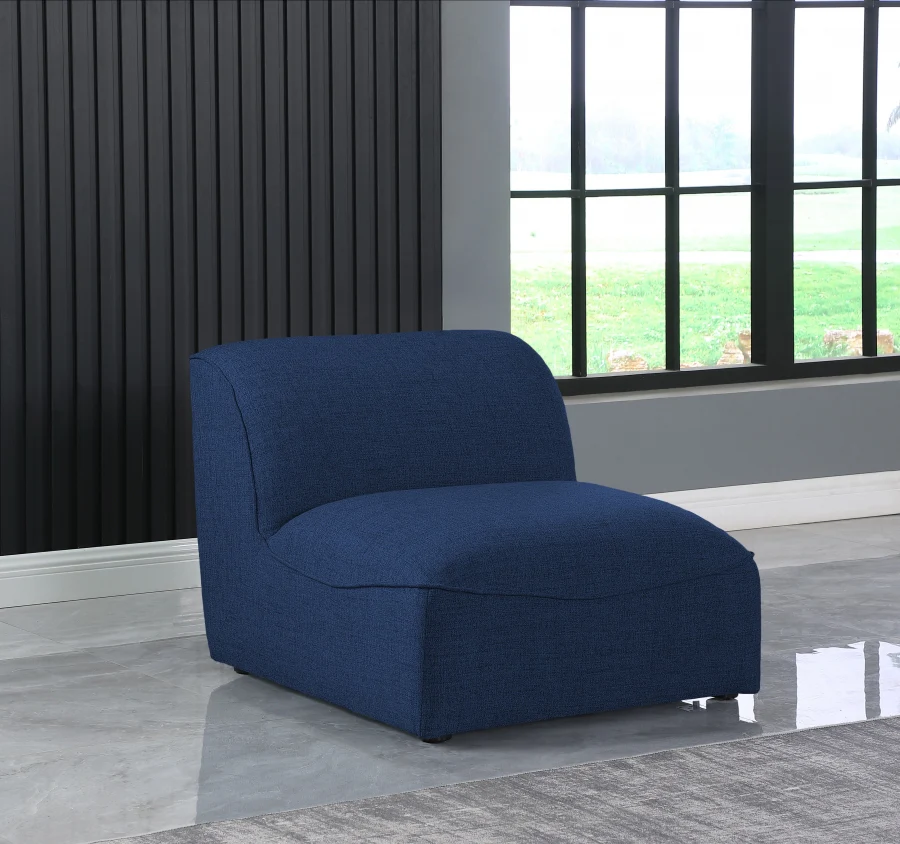 Miramar Linen Textured Fabric Upholstered Armless Modular Chair - Image 20