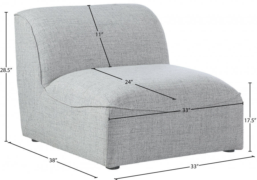 Miramar Linen Textured Fabric Upholstered Armless Modular Chair - Image 8