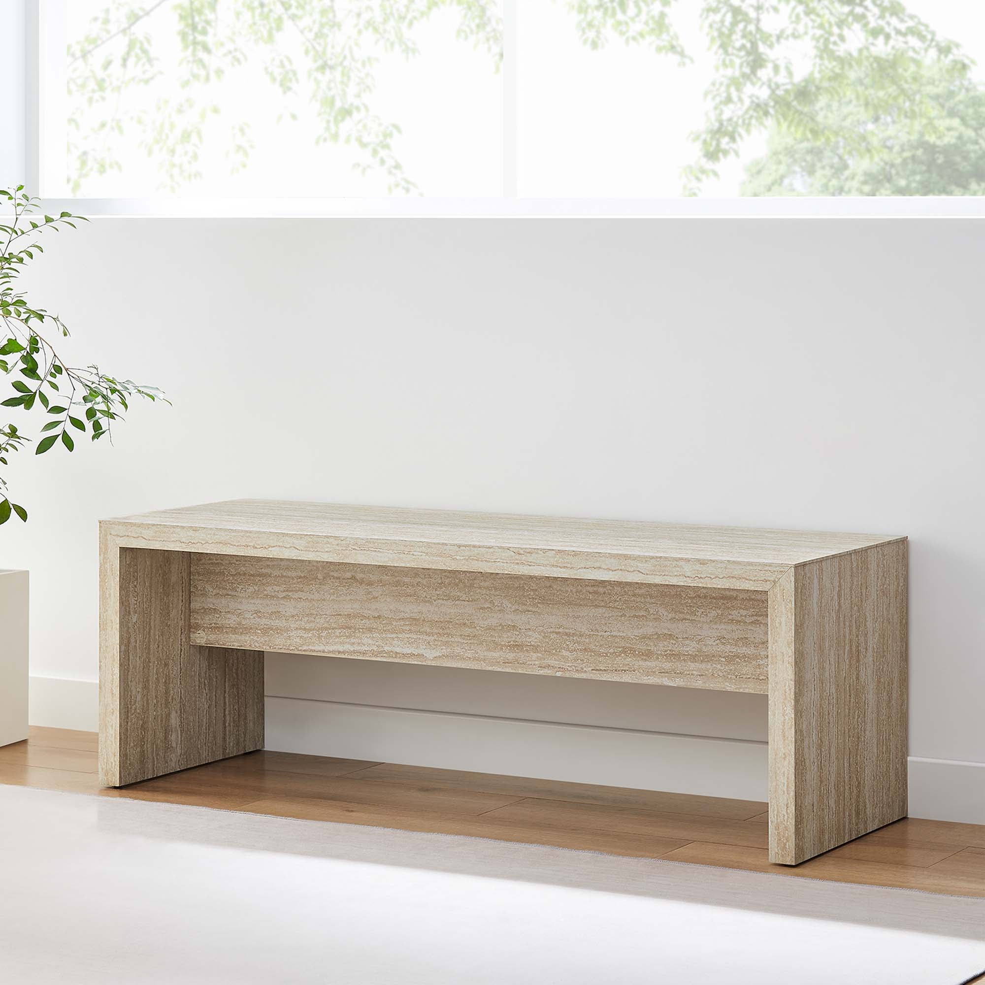 Mirella Faux Travertine Bench - Image 2