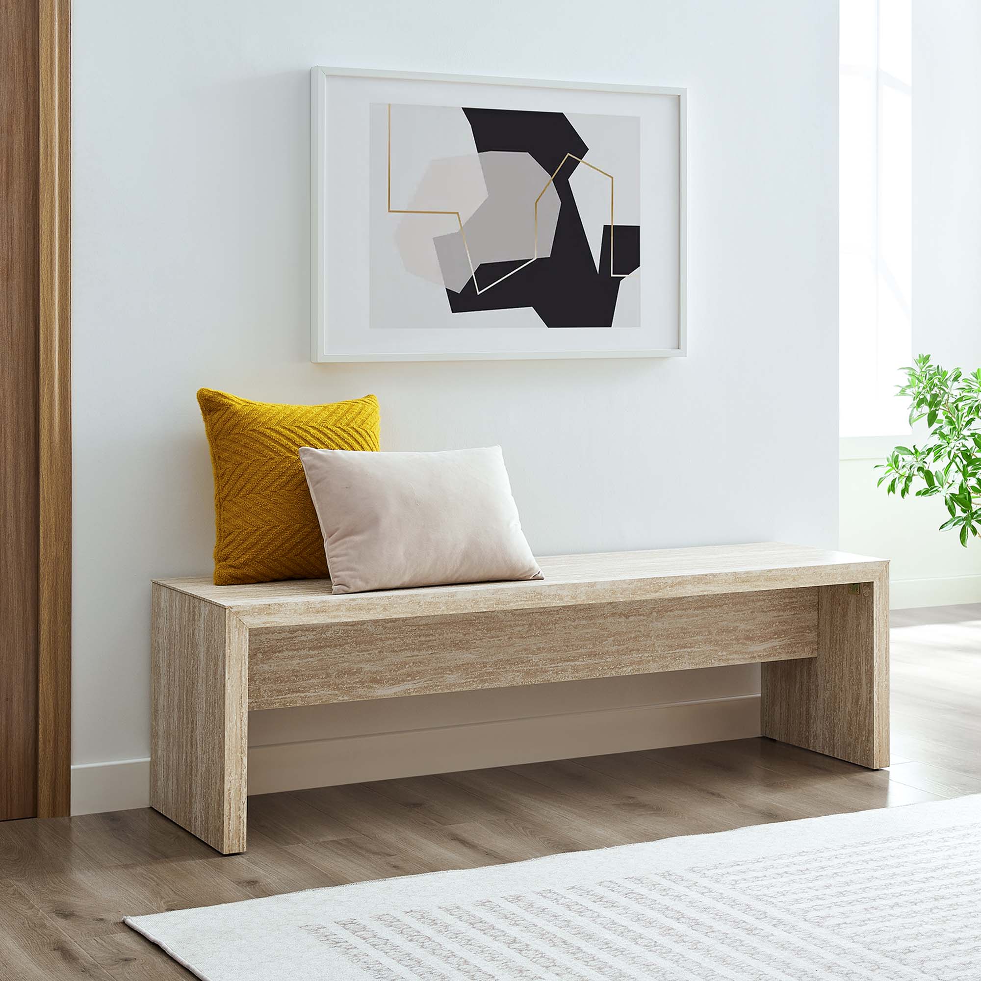 Mirella Faux Travertine Long Bench - Image 2