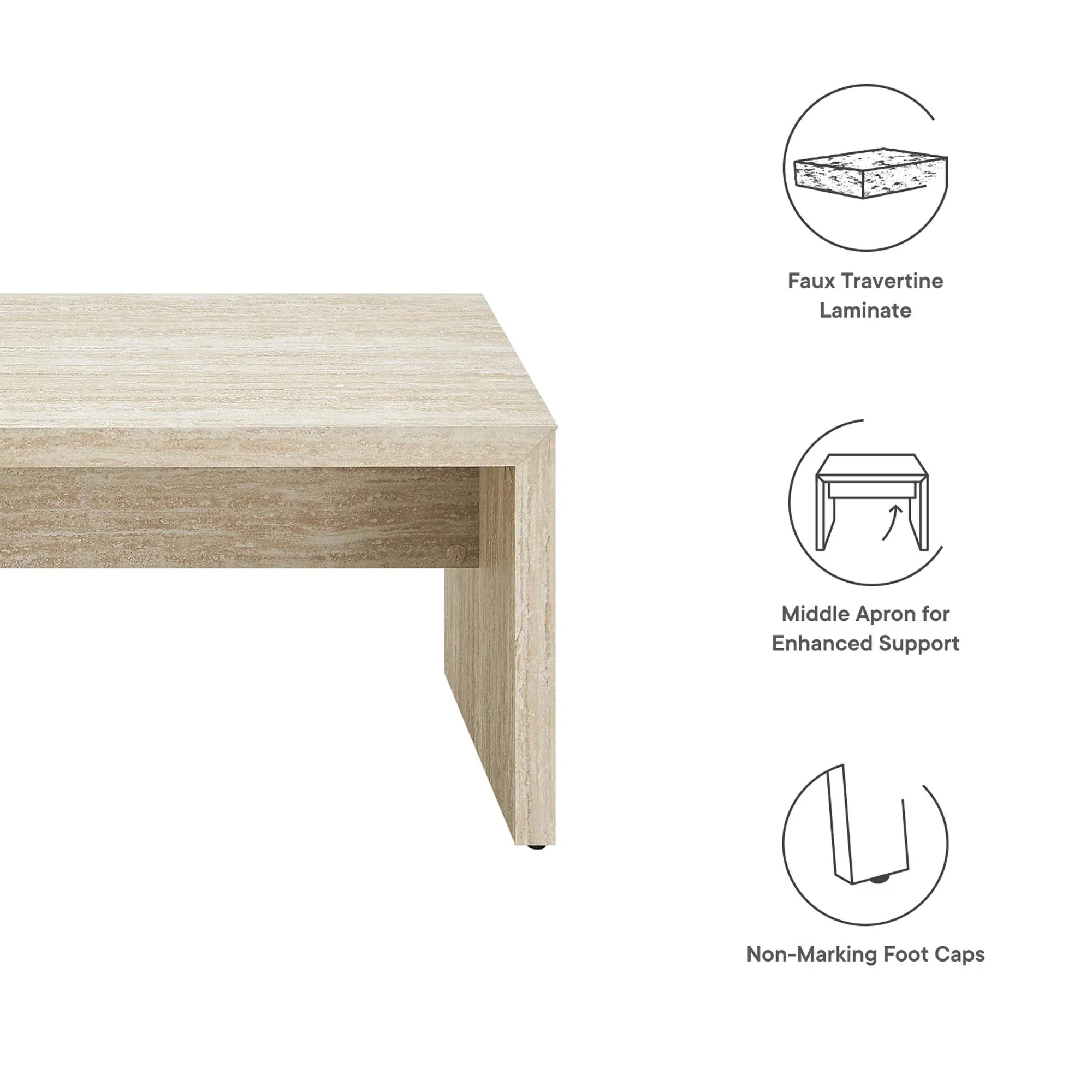 Mirella Faux Travertine Long Bench - Image 5