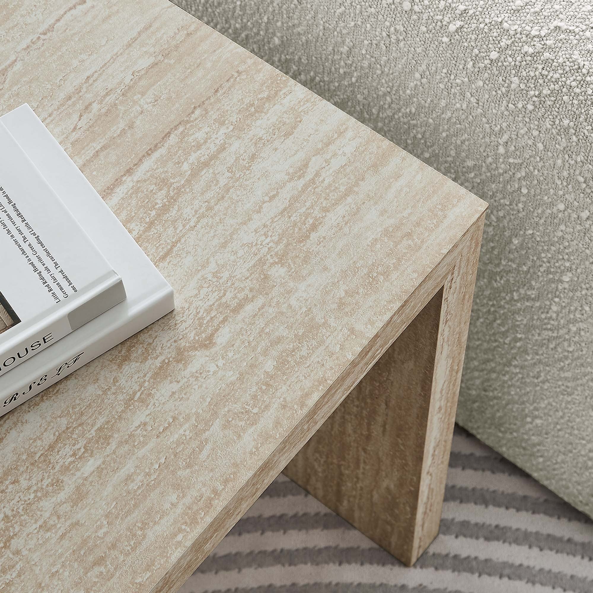 Mirella Faux Travertine Side Table in Travertine - Image 5