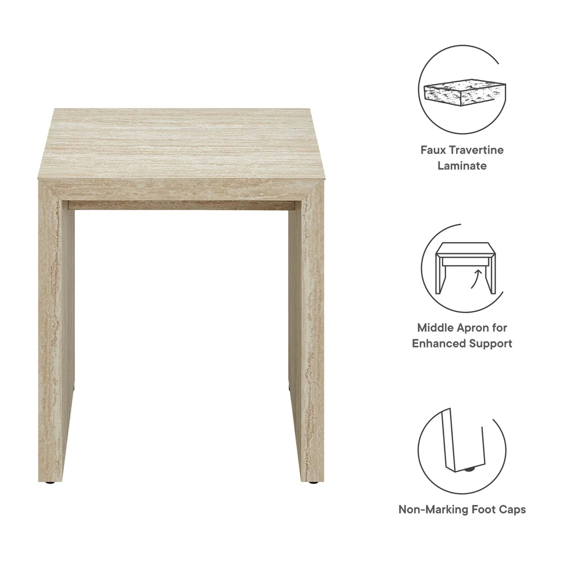 Mirella Faux Travertine Side Table in Travertine - Image 7
