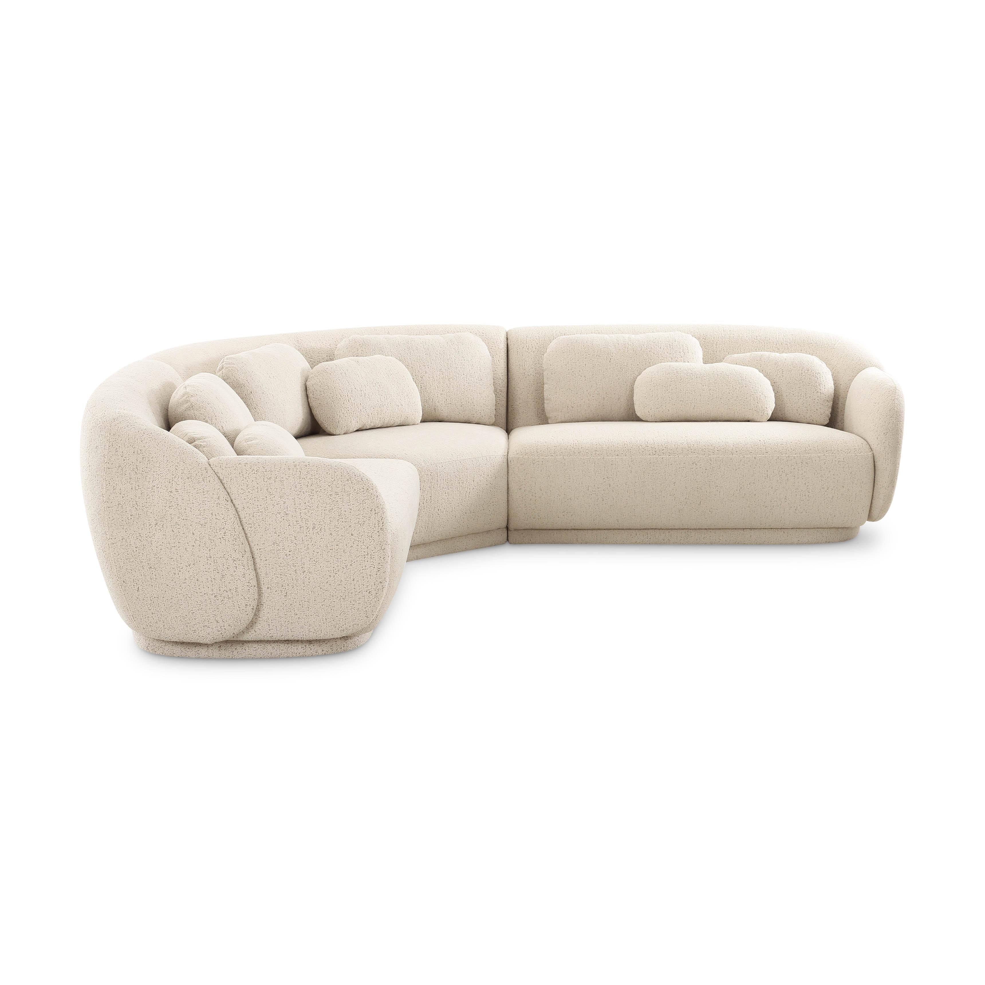 Misty 3-Piece Cream Performance Boucle Modular L-Sectional - Image 3