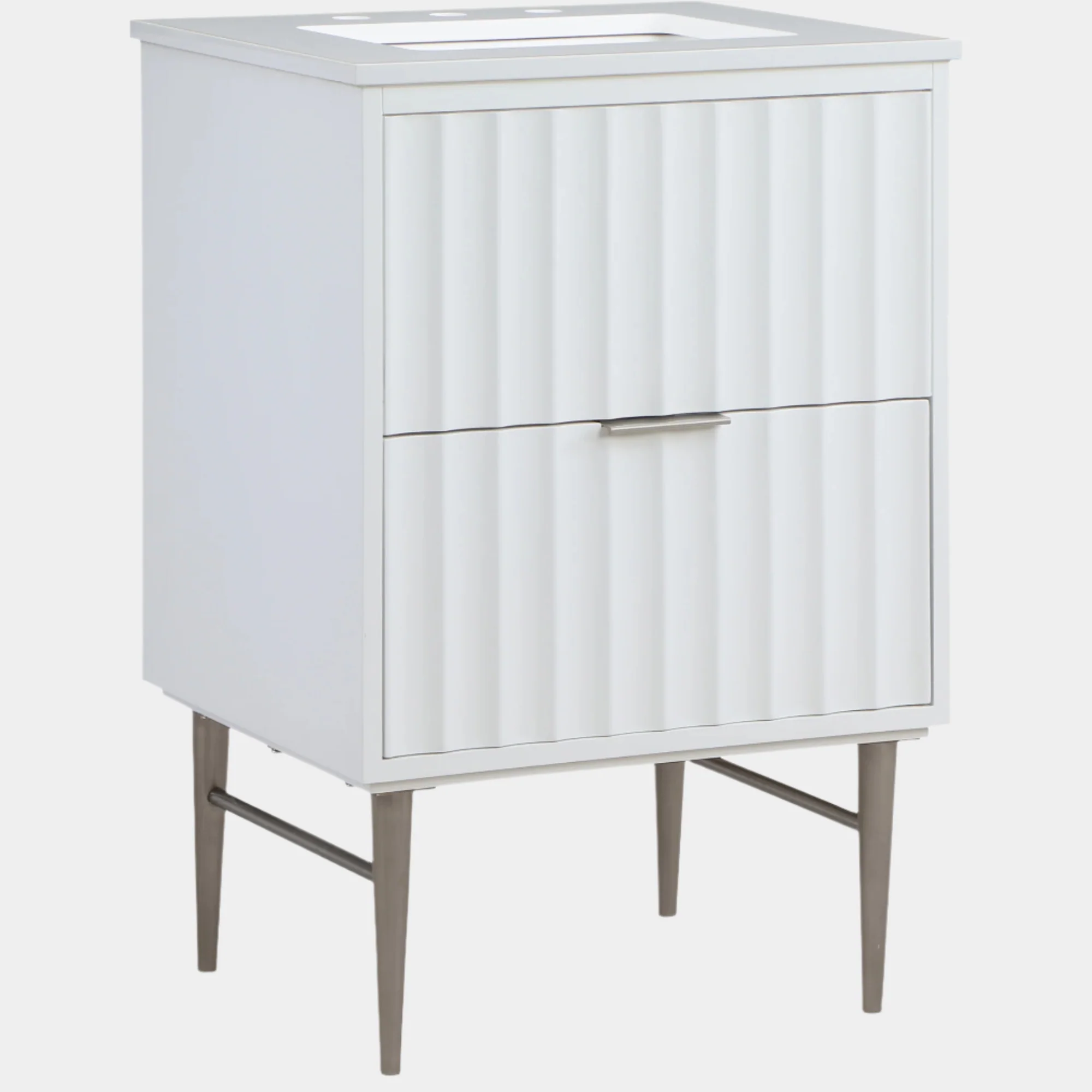 Modernist Engineered Stone Top And Solid Wood Base (brushed chrome) Bathroom Vanity
